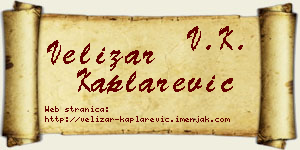 Velizar Kaplarević vizit kartica